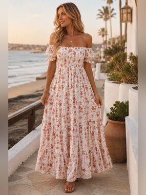 faded rose maxi dress A Kiss Bustier Tiered Maxi Dress: FADED ROSE / FD11576-P1576